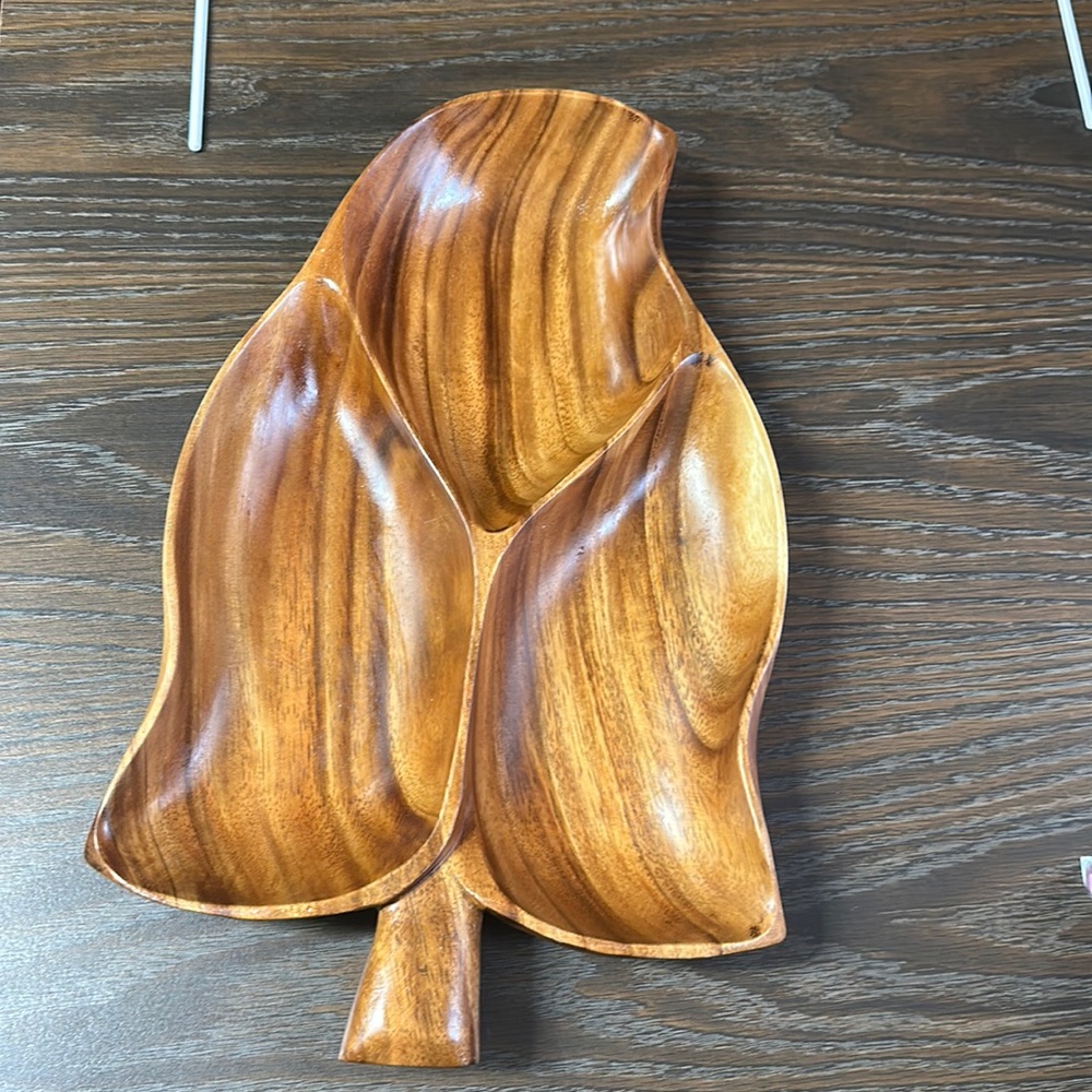 Monkey Pod 3 Compartment Nut Candy Serving Tray